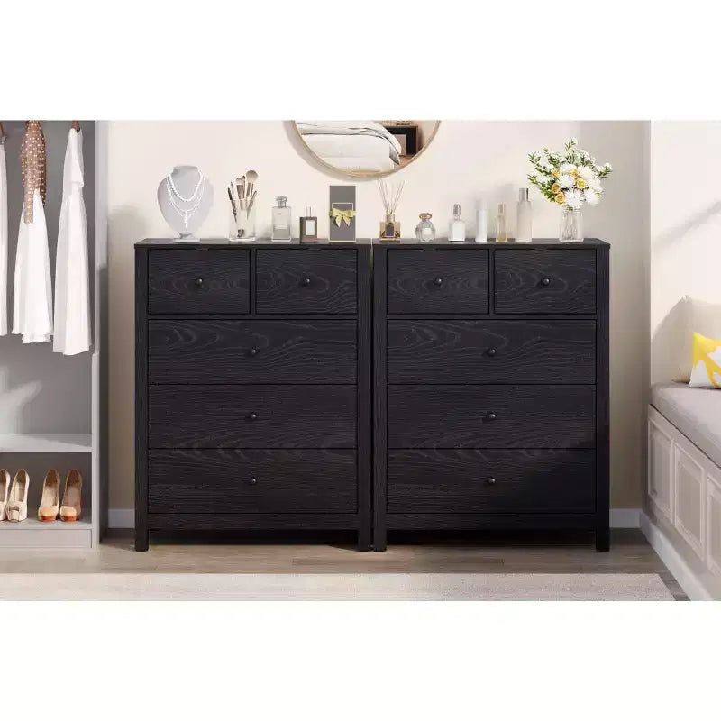 Comò a 5 cassetti, cassettiera organizer moderna con cassetti portaoggetti, cassettiere in legno per camera da letto, ingresso, corridoio