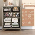 Comò a 5 cassetti, cassettiera organizer moderna con cassetti portaoggetti, cassettiere in legno per camera da letto, ingresso, corridoio
