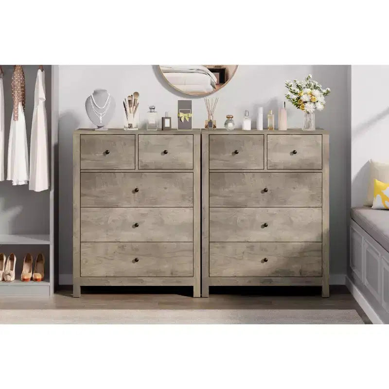 Comò a 5 cassetti, cassettiera organizer moderna con cassetti portaoggetti, cassettiere in legno per camera da letto, ingresso, corridoio