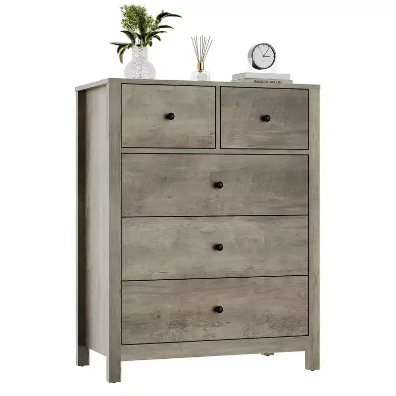 Comò a 5 cassetti, cassettiera organizer moderna con cassetti portaoggetti, cassettiere in legno per camera da letto, ingresso, corridoio