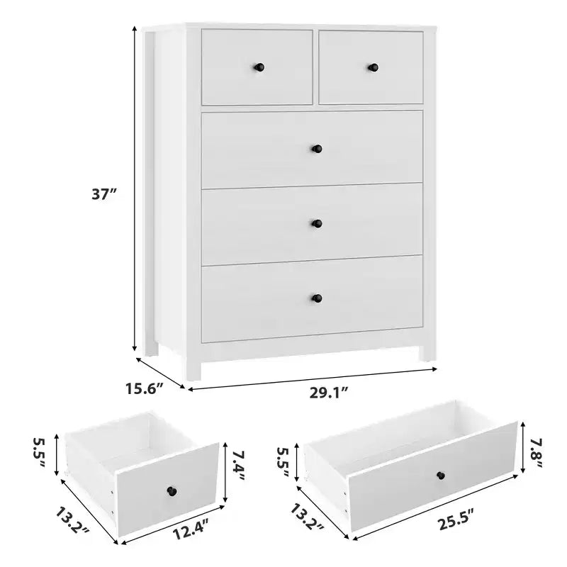 Comò a 5 cassetti, cassettiera organizer moderna con cassetti portaoggetti, cassettiere in legno per camera da letto, ingresso, corridoio