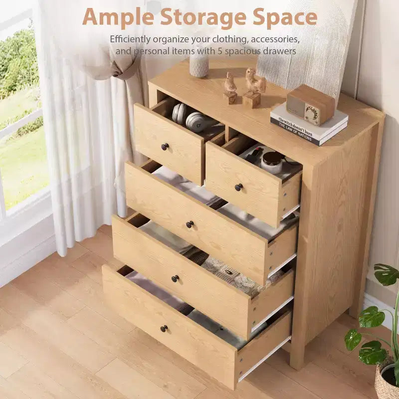 Comò a 5 cassetti, cassettiera organizer moderna con cassetti portaoggetti, cassettiere in legno per camera da letto, ingresso, corridoio