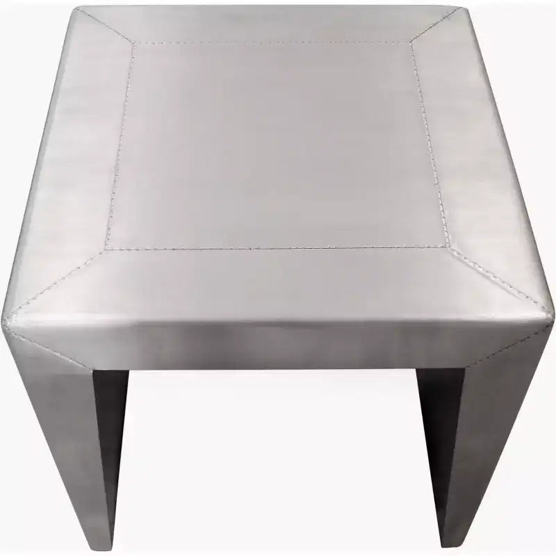 HomeRoots 24 Tavolino quadrato con base a slitta in alluminio argento e legno massello