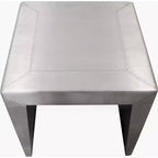 HomeRoots 24 Tavolino quadrato con base a slitta in alluminio argento e legno massello