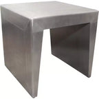 HomeRoots 24 Tavolino quadrato con base a slitta in alluminio argento e legno massello