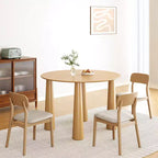 PexFix Tavolo da Pranzo Rotondo da 45 pollici Tavolo da Cucina per 4 Persone con Bordo a Forma di Arco e 4 Gambe Affusolate per Soggiorno Sala da Pranzo Caffè Ufficio Robusto Naturale