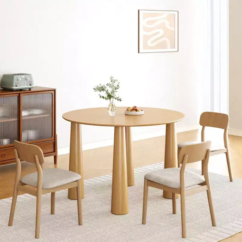 PexFix Tavolo da Pranzo Rotondo da 45 pollici Tavolo da Cucina per 4 Persone con Bordo a Forma di Arco e 4 Gambe Affusolate per Soggiorno Sala da Pranzo Caffè Ufficio Robusto Naturale
