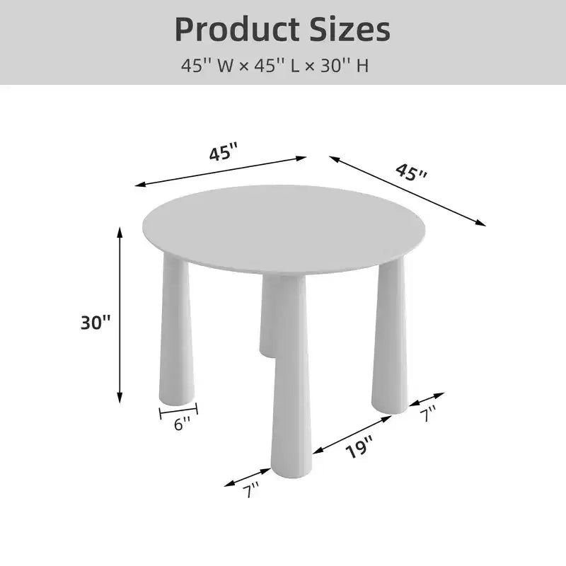 PexFix Tavolo da Pranzo Rotondo da 45 pollici Tavolo da Cucina per 4 Persone con Bordo a Forma di Arco e 4 Gambe Affusolate per Soggiorno Sala da Pranzo Caffè Ufficio Robusto Naturale