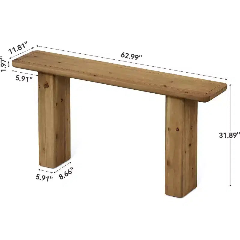 Consolle Lantine in Legno Massello, Tavolo da Ingresso Lungo 160 cm, Tavolo Rustico da Divano per Soggiorno, Ingresso, Corridoio, Facile Montaggio