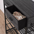 Scarpiera a 4 ripiani con 2 cassetti, scarpiera portaoggetti, set singolo, scarpiera da ingresso con contenitore e ganci, ingresso 80 x 30 x 107,5 cm