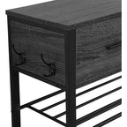 Scarpiera a 4 ripiani con 2 cassetti, scarpiera portaoggetti, set singolo, scarpiera da ingresso con contenitore e ganci, ingresso 80 x 30 x 107,5 cm