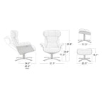 Poltrona reclinabile girevole Spruce&Spring con pouf e poggiatesta regolabile