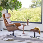 Poltrona reclinabile girevole Spruce&Spring con pouf e poggiatesta regolabile