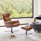 Poltrona reclinabile girevole Spruce&Spring con pouf e poggiatesta regolabile