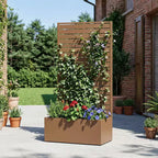 MAYEERTY Brown Wrought Iron Planter with Trellis (Classic Louvered), 59x30x12, 4-Piece Durable Outdoor Planting Solution