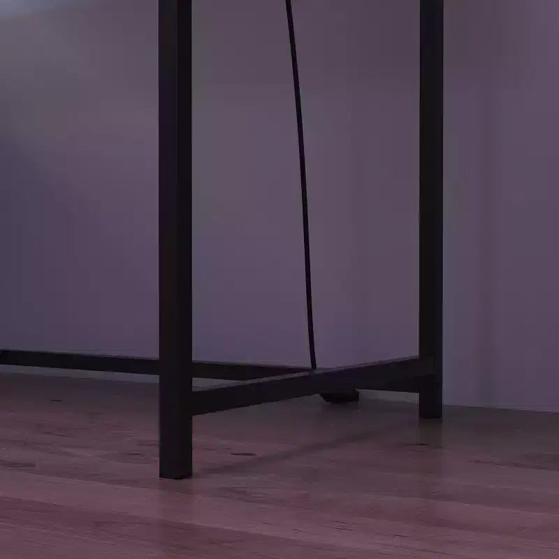 Scrivania da Gaming a LED Famapy, Scrivania da Computer con Telaio in Metallo, Presa di Corrente Integrata, Cassetti e Doppio Ripiano Rialzato