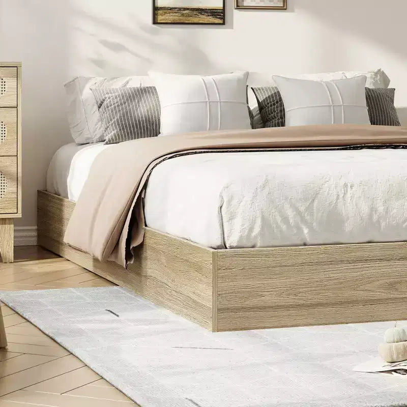 Struttura Letto in Legno Senza Testiera, Supporto a Doghe in Legno, Nessuna Rete a Molle Necessaria, Facile Montaggio