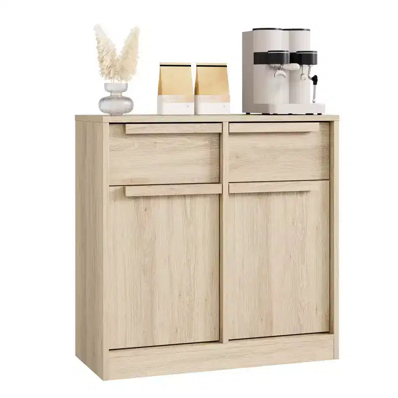 Credenza a buffet da 80 cm, mobile bar per ingresso con 2 cassetti, armadio a pavimento in legno, tavolo console multimediale per soggiorno