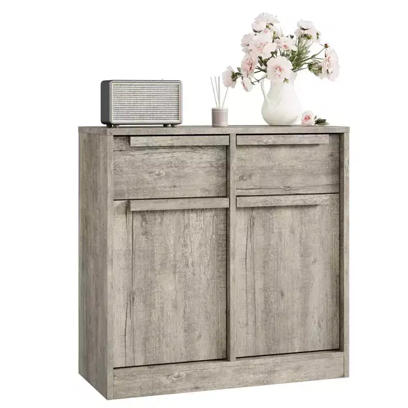 Credenza a buffet da 80 cm, mobile bar per ingresso con 2 cassetti, armadio a pavimento in legno, tavolo console multimediale per soggiorno