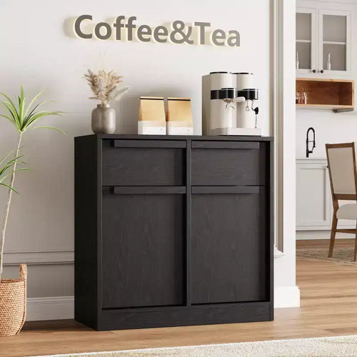 Credenza a buffet da 80 cm, mobile bar per ingresso con 2 cassetti, armadio a pavimento in legno, tavolo console multimediale per soggiorno