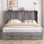 Mjkone Letto a scomparsa matrimoniale moderno con porte USB, cassetti e materasso da 4,7''