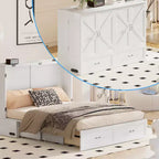 Mjkone Letto a scomparsa matrimoniale moderno con porte USB, cassetti e materasso da 4,7''