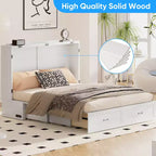 Mjkone Letto a scomparsa matrimoniale moderno con porte USB, cassetti e materasso da 4,7''