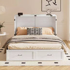 Mjkone Letto a scomparsa matrimoniale moderno con porte USB, cassetti e materasso da 4,7''