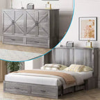 Mjkone Letto a scomparsa matrimoniale moderno con porte USB, cassetti e materasso da 4,7''