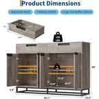 COZONY 55 Mobile Credenza Buffet, Grande Armadio da Cucina con 2 Cassetti e 4 Ante, Tavolino da Caffè per Sala da Pranzo
