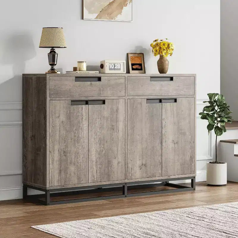 COZONY 55 Mobile Credenza Buffet, Grande Armadio da Cucina con 2 Cassetti e 4 Ante, Tavolino da Caffè per Sala da Pranzo