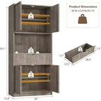Dispensa a colonna scanalata da 70 cm - Mobile contenitore con piano di lavoro, ante e cassetto per cucina e sala da pranzo