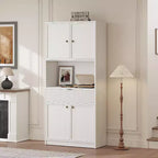 Dispensa a colonna scanalata da 70 cm - Mobile contenitore con piano di lavoro, ante e cassetto per cucina e sala da pranzo