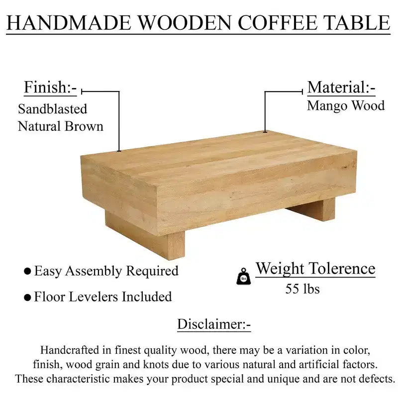 Tavolino Royal Hampton | Piano Rettangolare da 42" | Legno di Mango Marrone Naturale Sabbiato | Legno Raccolto in Modo Sostenibile - UPT-333317