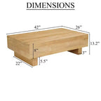 Tavolino Royal Hampton | Piano Rettangolare da 42" | Legno di Mango Marrone Naturale Sabbiato | Legno Raccolto in Modo Sostenibile - UPT-333317