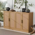 PexFix 62 L x 31 H Credenza Moderna con 4 Ante, Pannello in Rattan, Mobile Contenitore Consolle per Corridoio, Ingresso, Sala da Pranzo, Naturale