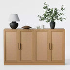 PexFix 62 L x 31 H Credenza Moderna con 4 Ante, Pannello in Rattan, Mobile Contenitore Consolle per Corridoio, Ingresso, Sala da Pranzo, Naturale