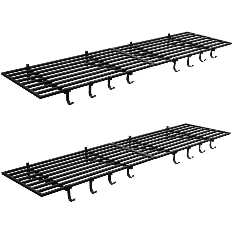 Scaffali portaoggetti da 2 pezzi, capacità di carico totale 400 libbre, scaffalature da garage per impieghi gravosi, scaffale metallico a parete antiruggine, scaffalature da garage salvaspazio, 2x4 piedi