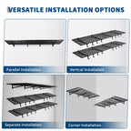 Scaffali portaoggetti da 2 pezzi, capacità di carico totale 400 libbre, scaffalature da garage per impieghi gravosi, scaffale metallico a parete antiruggine, scaffalature da garage salvaspazio, 2x4 piedi