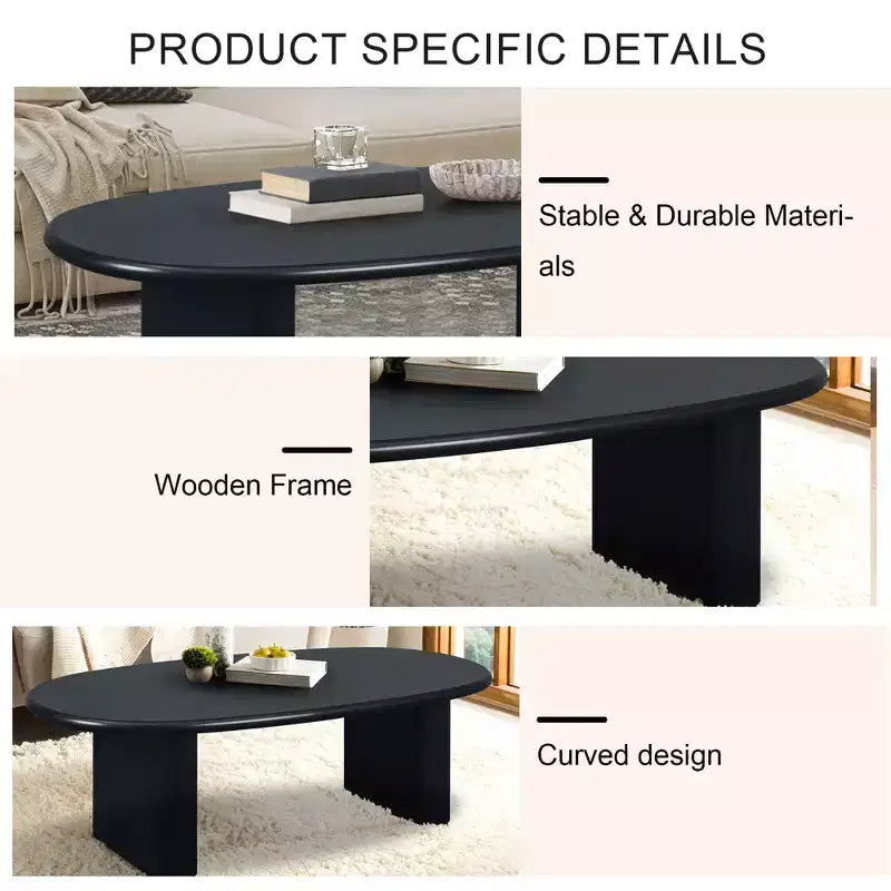 GDFStudio Tavolino da caffè ovale moderno 51 in legno