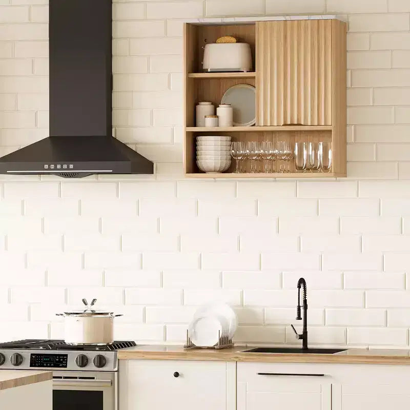 CuisinSmart Mobiletto da Bagno a Parete con Porta Scorrevole, Armadietto dei Medicinali con Piano Effetto Marmo, Ripiano Regolabile e Spazio di Archiviazione Aperto