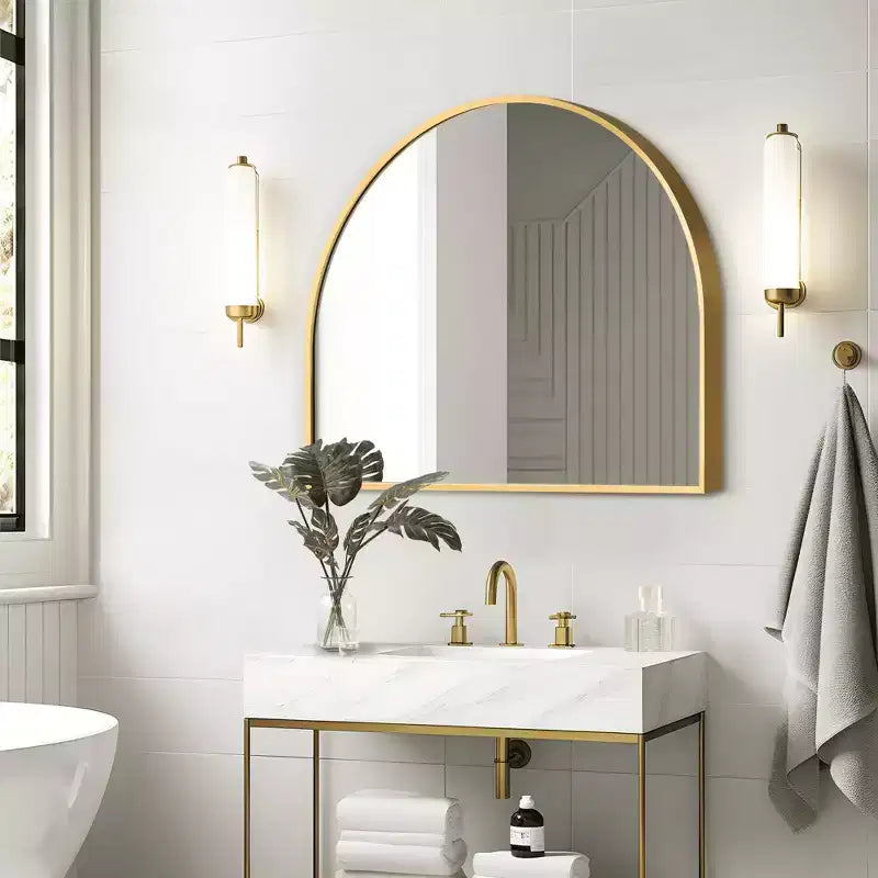 Specchio Sospeso MAYEERTY Lega di Alluminio Bordo Sottile Ad Angolo Retto Arco Oro