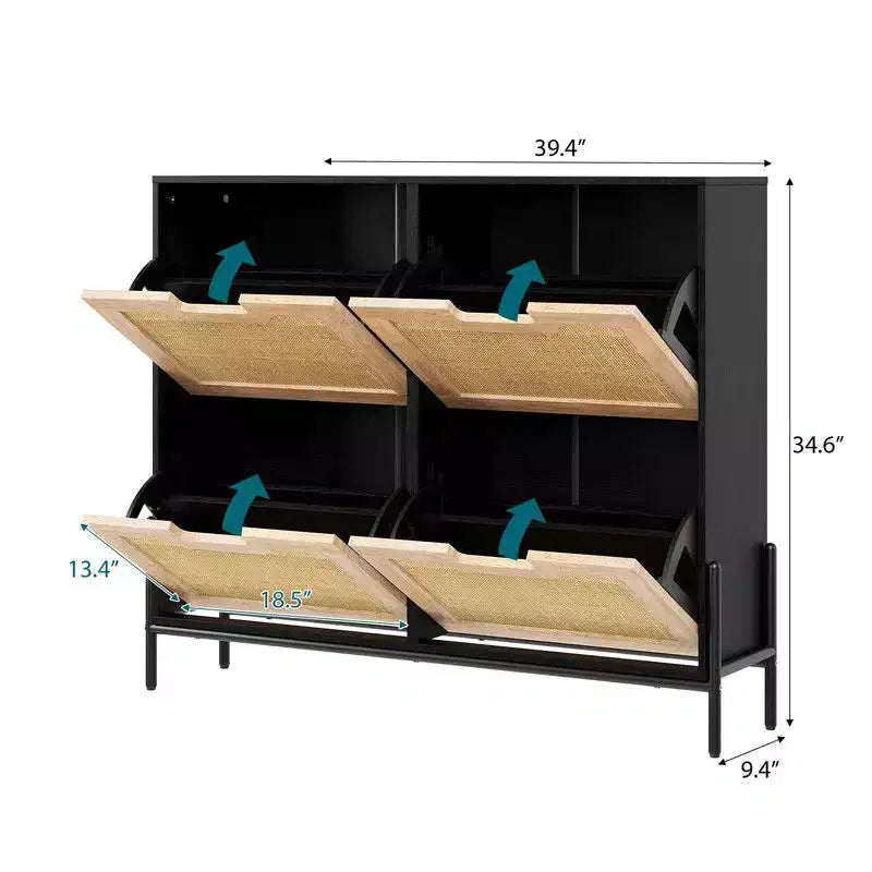 Scarpiera con 4 cassetti - Scarpiera con pannello scanalato 3 divisori regolabili