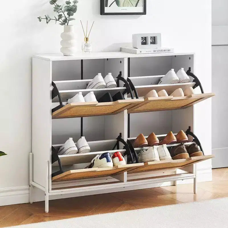 Scarpiera con 4 cassetti - Scarpiera con pannello scanalato 3 divisori regolabili