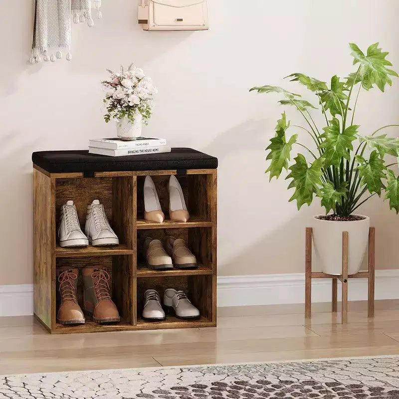 Scarpiera con cuscino rimovibile - Organizzatore a 3 ripiani con ripiani regolabili