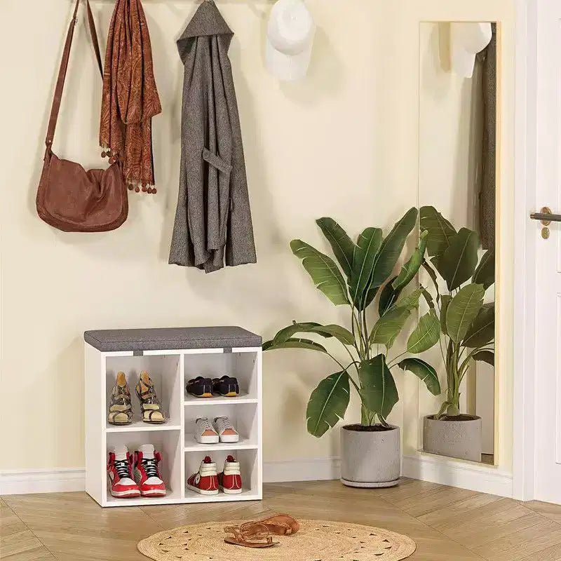 Scarpiera con cuscino rimovibile - Organizzatore a 3 ripiani con ripiani regolabili