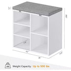 Scarpiera con cuscino rimovibile - Organizzatore a 3 ripiani con ripiani regolabili