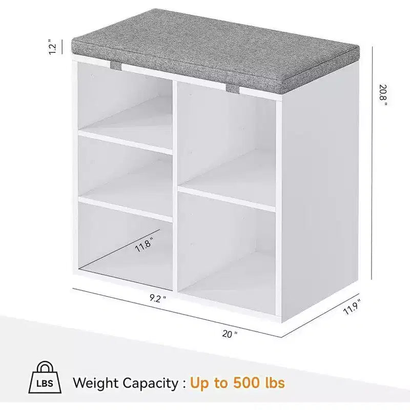 Scarpiera con cuscino rimovibile - Organizzatore a 3 ripiani con ripiani regolabili