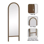 Specchio a figura intera MAYEERTY in legno massello, a pioli, ad arco, nero 64x21x1 pollici, senza supporto