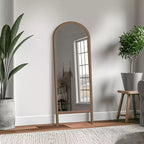 Specchio a figura intera MAYEERTY in legno massello, a pioli, ad arco, nero 64x21x1 pollici, senza supporto